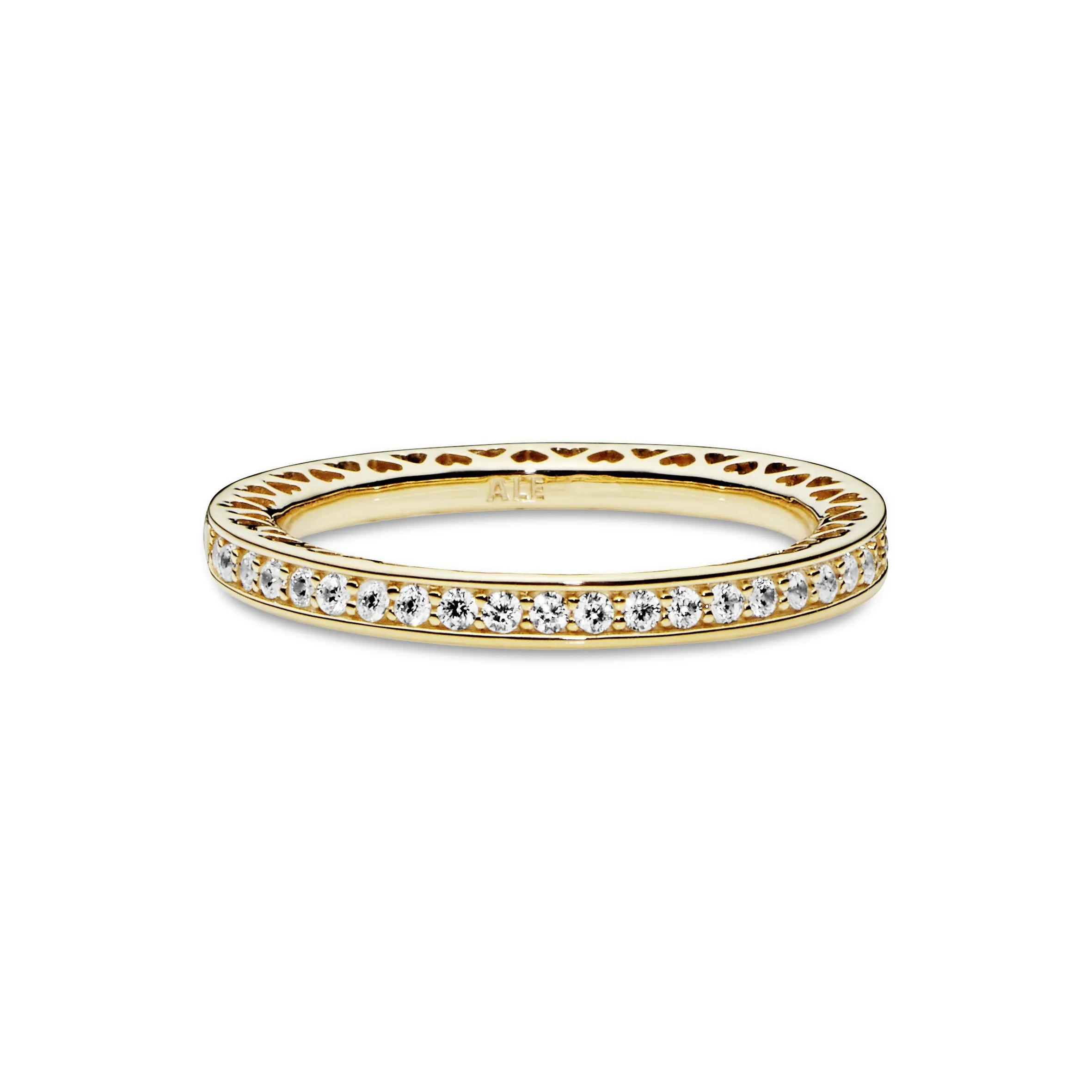 Ring in 14k with clear cubic zirconia and silver enamel