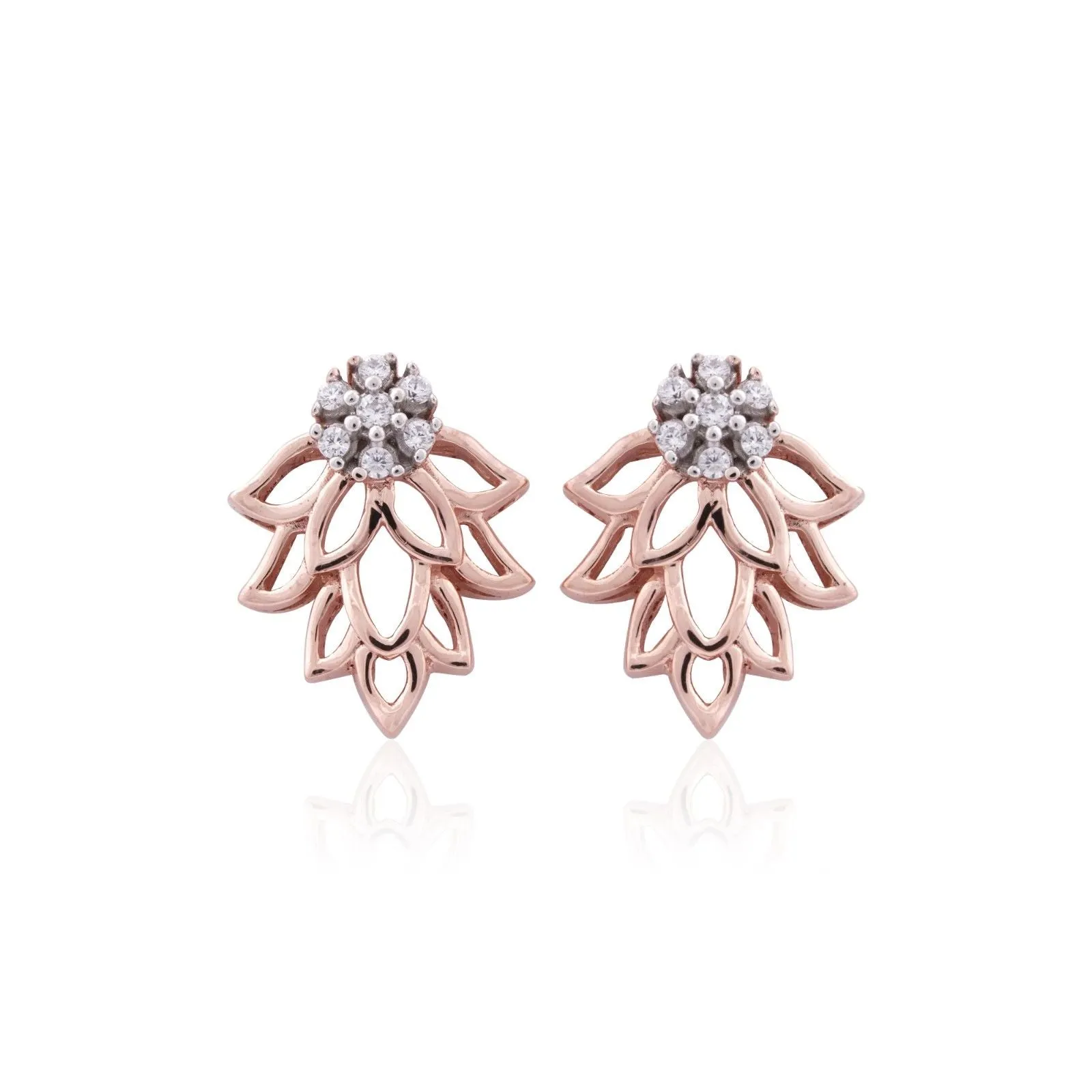 Rose Gold Lotus Stud Earrings