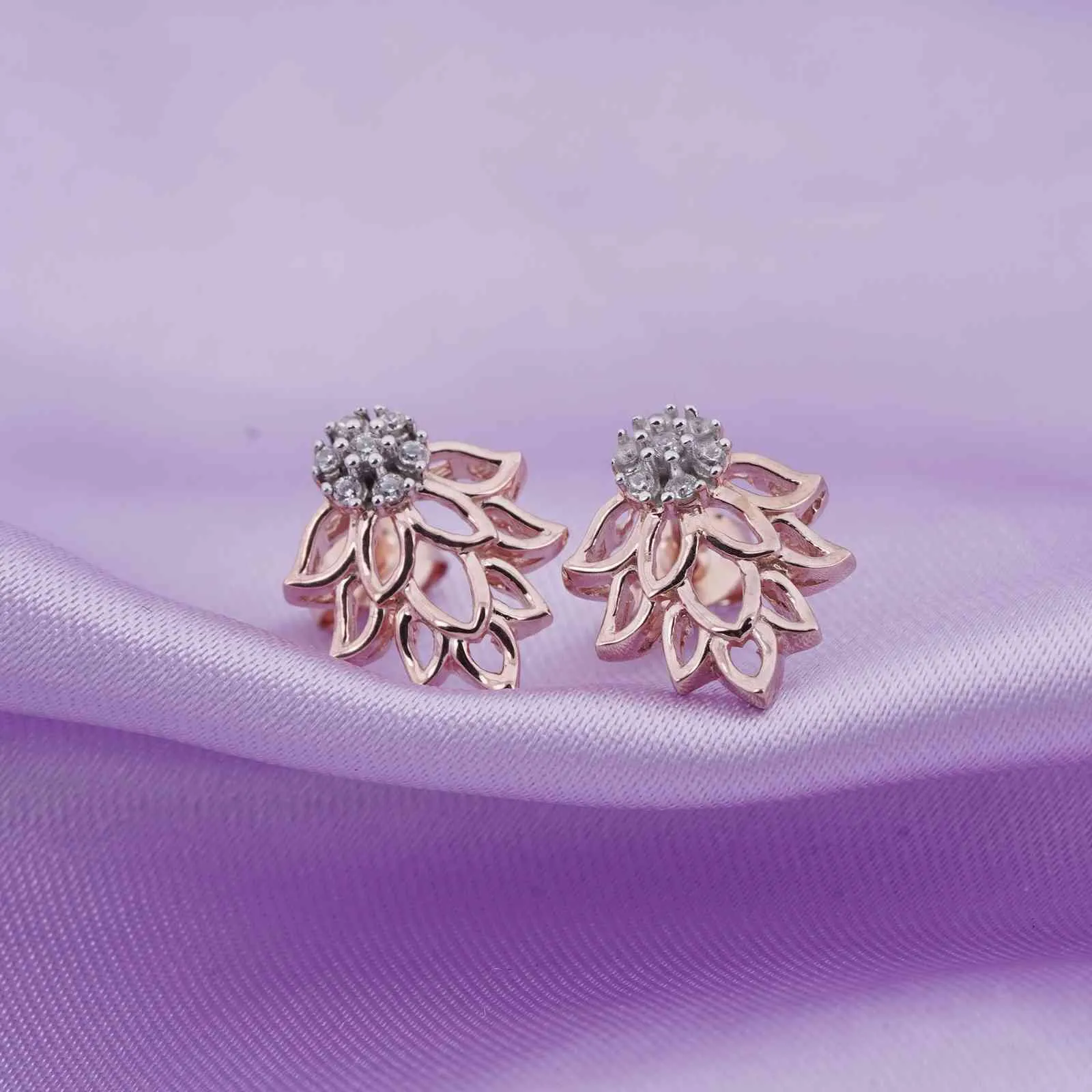 Rose Gold Lotus Stud Earrings