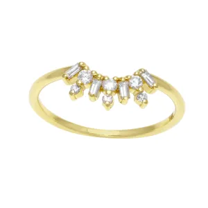 Round and Baguette Diamond Tracer Wedding Band