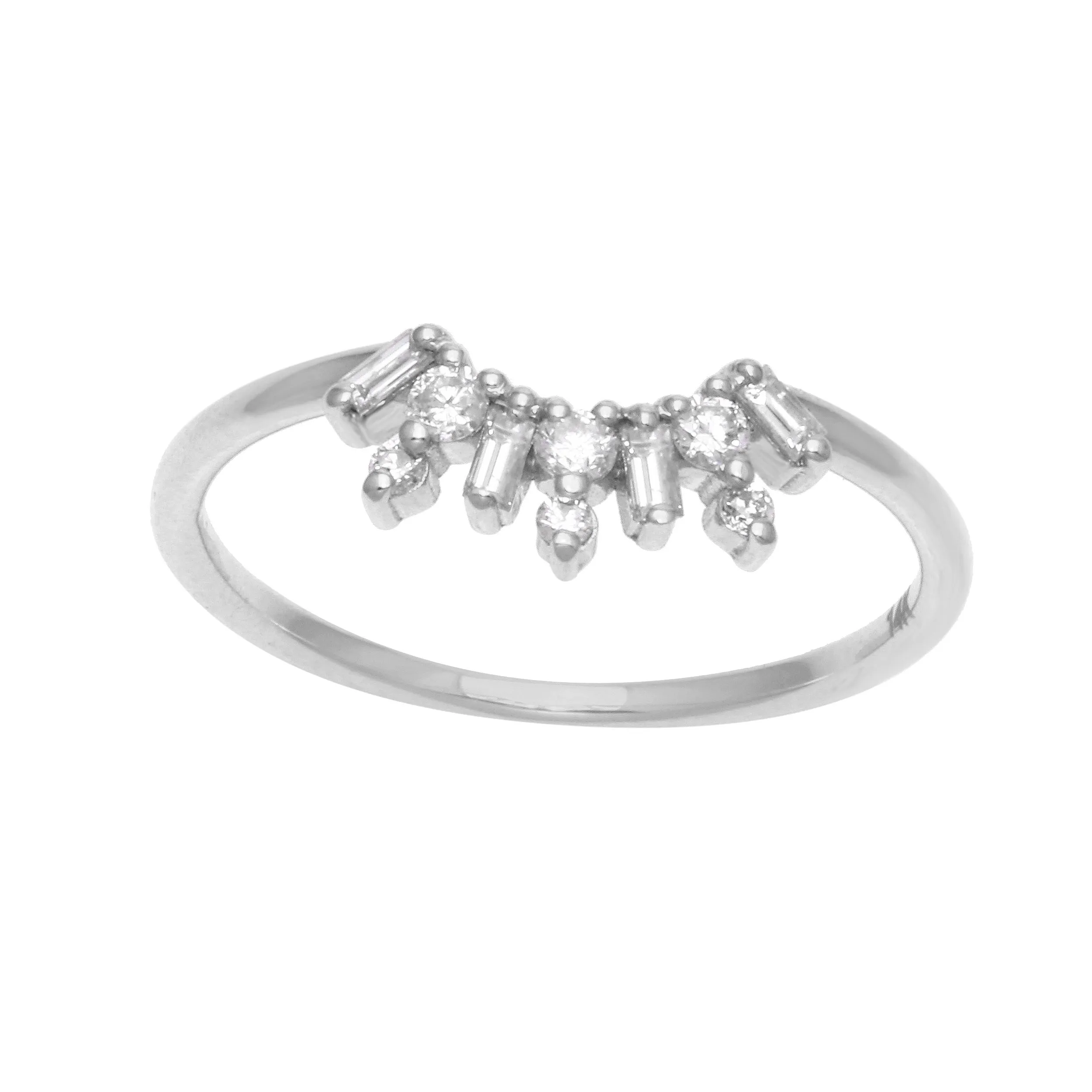 Round and Baguette Diamond Tracer Wedding Band