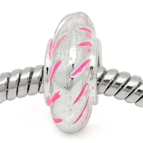 Round Floresent Bead Compatible for Most European Snake Chain BraceletFor Snake Chain Bracelet (Pink)