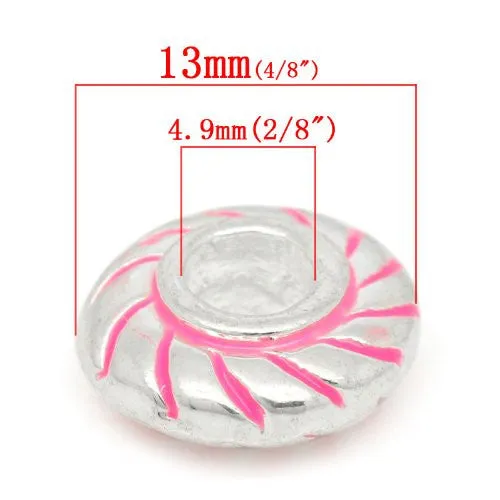 Round Floresent Bead Compatible for Most European Snake Chain BraceletFor Snake Chain Bracelet (Pink)