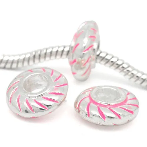 Round Floresent Bead Compatible for Most European Snake Chain BraceletFor Snake Chain Bracelet (Pink)