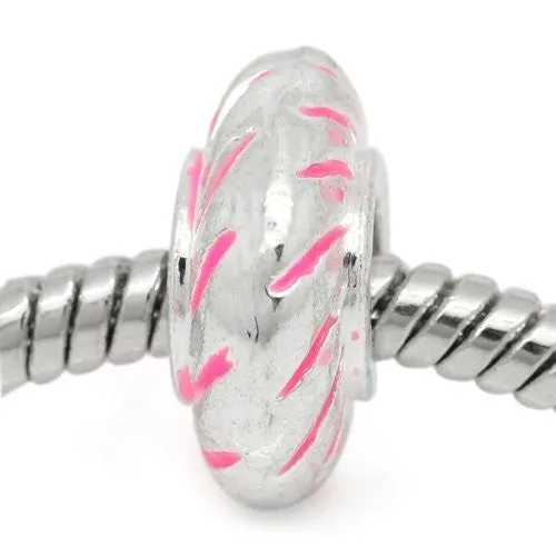 Round Floresent Bead Compatible for Most European Snake Chain BraceletFor Snake Chain Bracelet (Pink)
