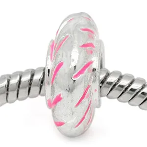 Round Floresent Bead Compatible for Most European Snake Chain BraceletFor Snake Chain Bracelet (Pink)