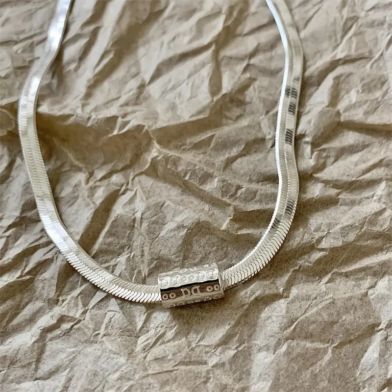 S925 Silver Clavicle Chain Necklace Vintage Bohemian Style Pendant