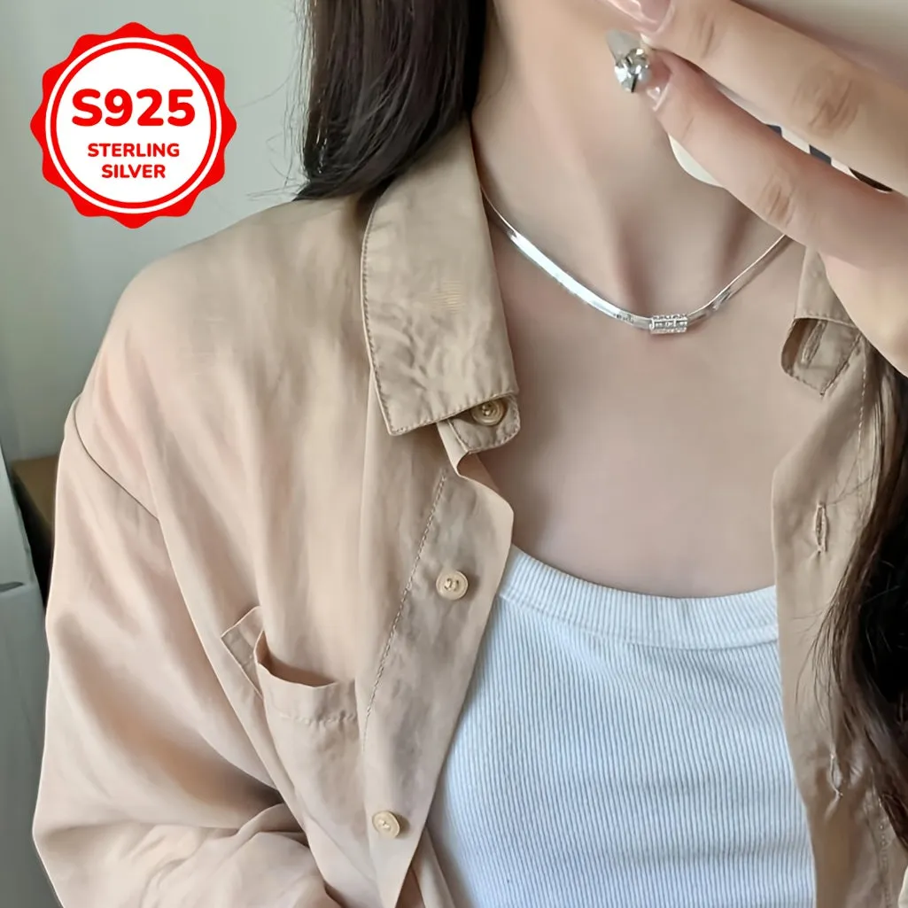 S925 Silver Clavicle Chain Necklace Vintage Bohemian Style Pendant