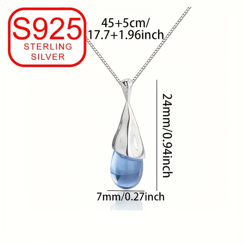 S925 Silver Teardrop Necklace - Minimalist Charm for All Seasons