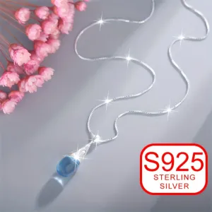 S925 Silver Teardrop Necklace - Minimalist Charm for All Seasons