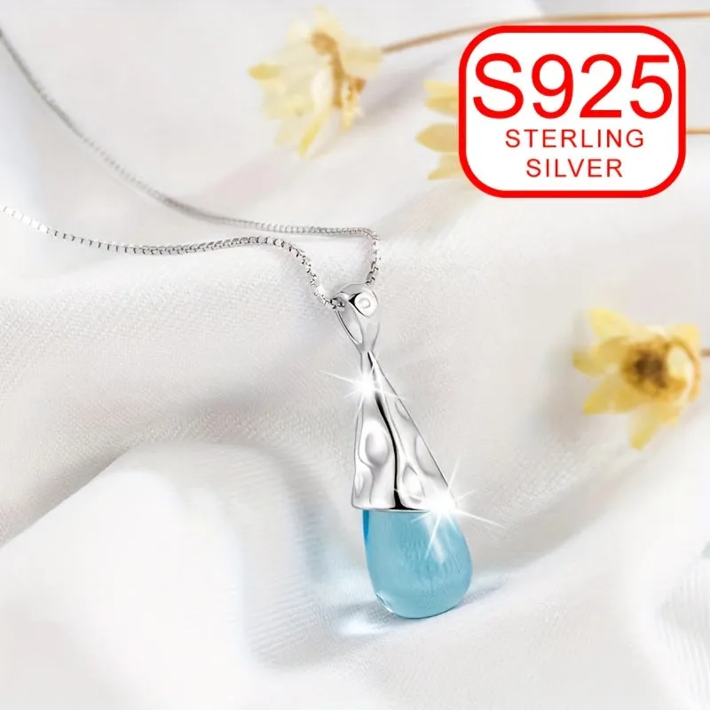 S925 Silver Teardrop Necklace - Minimalist Charm for All Seasons