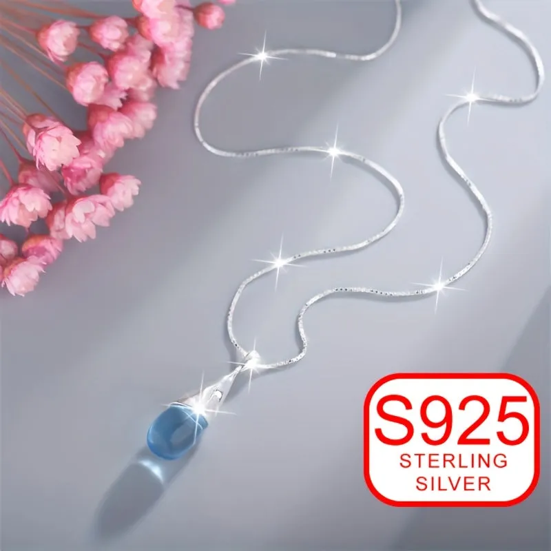 S925 Silver Teardrop Necklace - Minimalist Charm for All Seasons