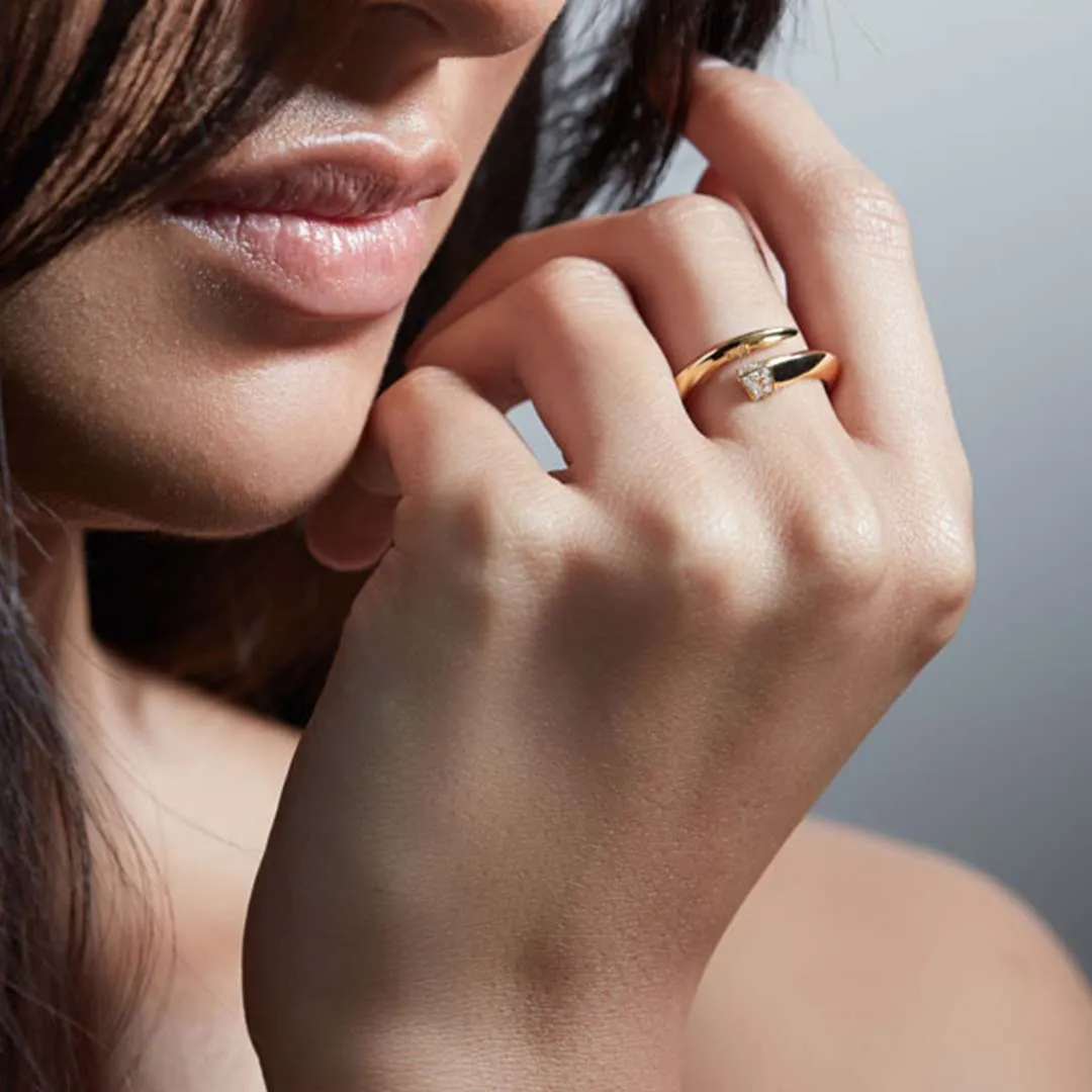 Sabre Ring - Yellow Gold Vermeil & Diamond Pavé