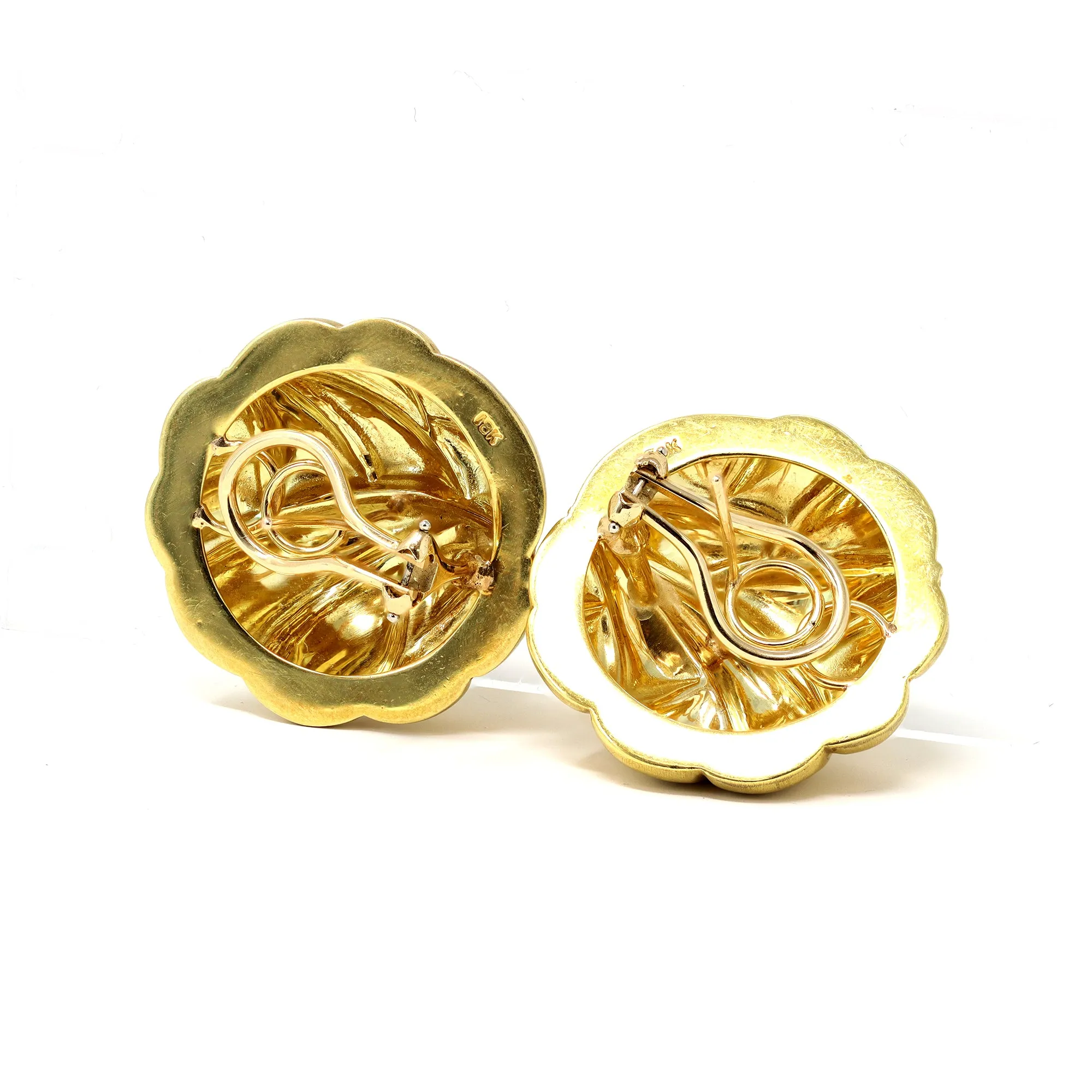 Satin Finish 18 Karat Yellow Gold Dome Clip-on Earrings