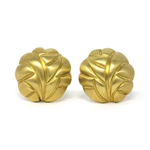 Satin Finish 18 Karat Yellow Gold Dome Clip-on Earrings
