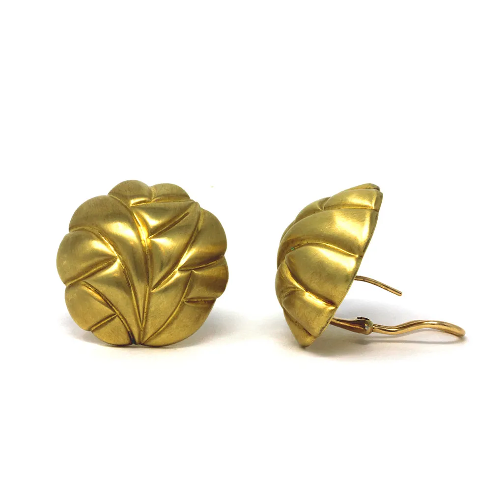 Satin Finish 18 Karat Yellow Gold Dome Clip-on Earrings