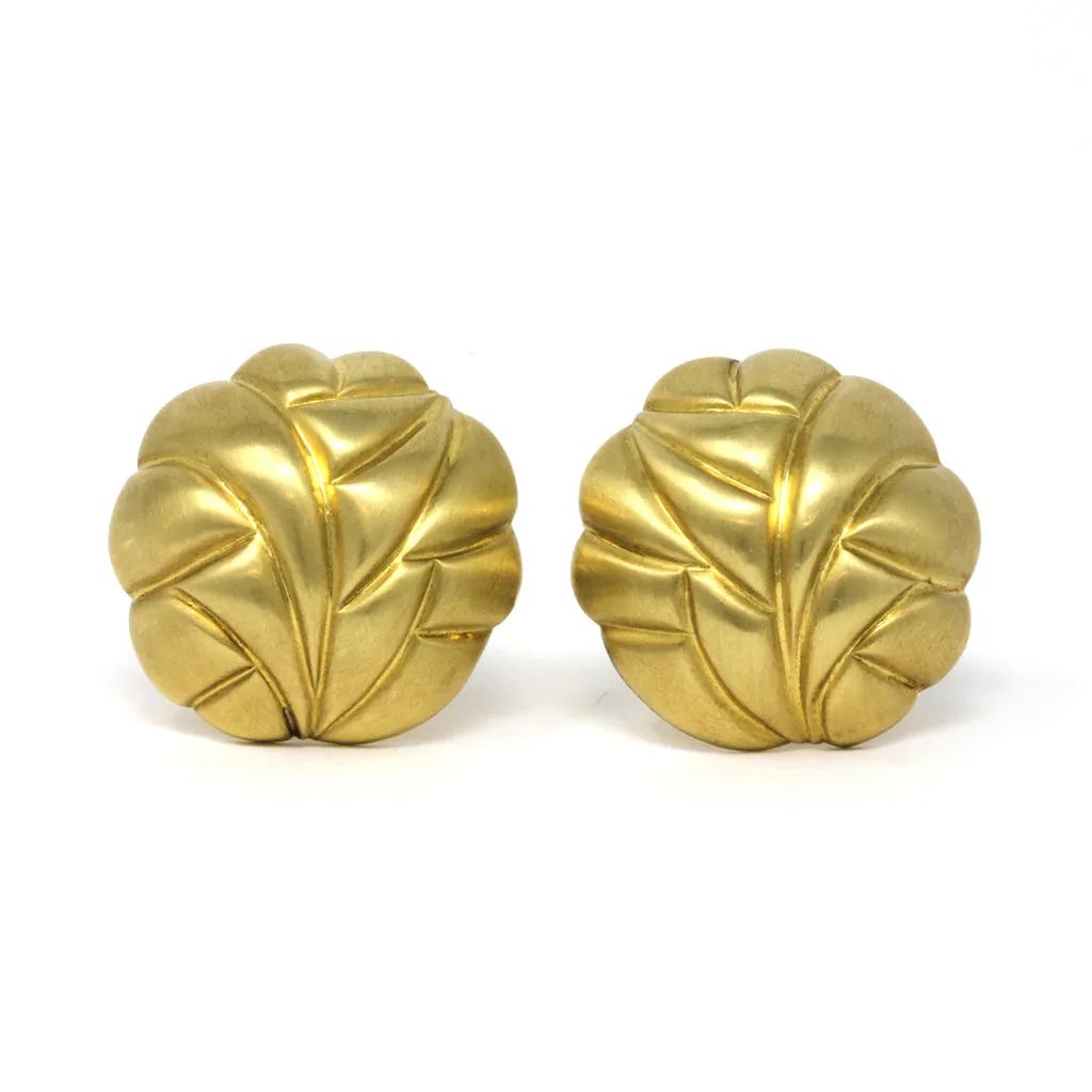 Satin Finish 18 Karat Yellow Gold Dome Clip-on Earrings