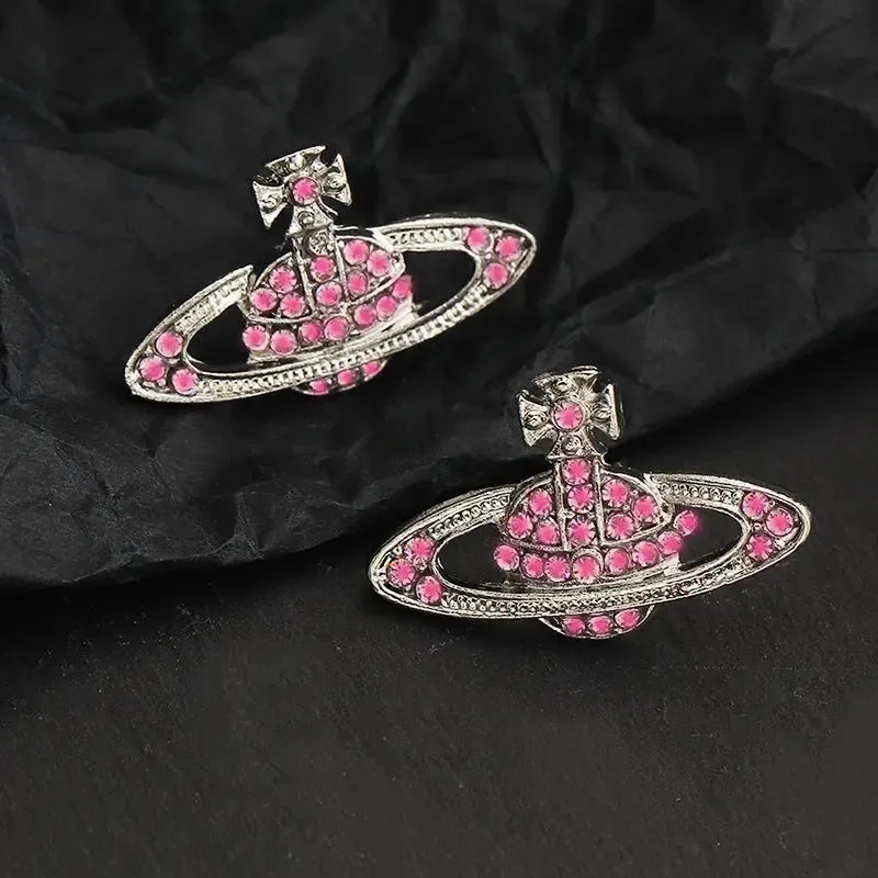 Saturn Crystal Cross Stud Earrings