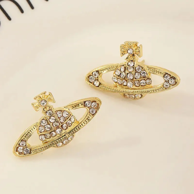 Saturn Crystal Cross Stud Earrings