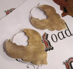 Scallop Earrings: Handmade Gold Brass Statement Hoops 0096