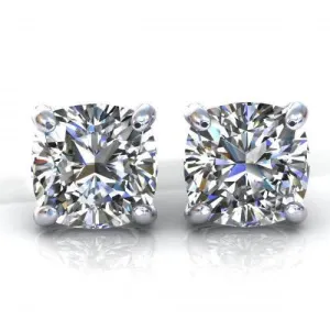 Selected 0.50CT Cushion Cut Diamond Stud Earrings in 14KT White Gold