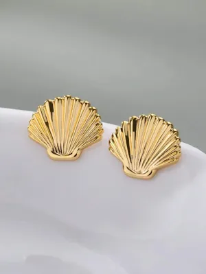 SHELL STUD EARRINGS - GOLD