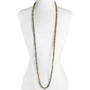 Shiny Reflective Bronze Green Opera Pearls Statement Necklace 52"