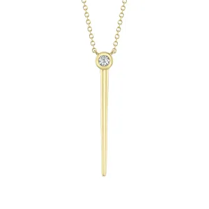Shy Creation 14k Yellow Gold Pear Diamond Bezel Necklace- SC22008683