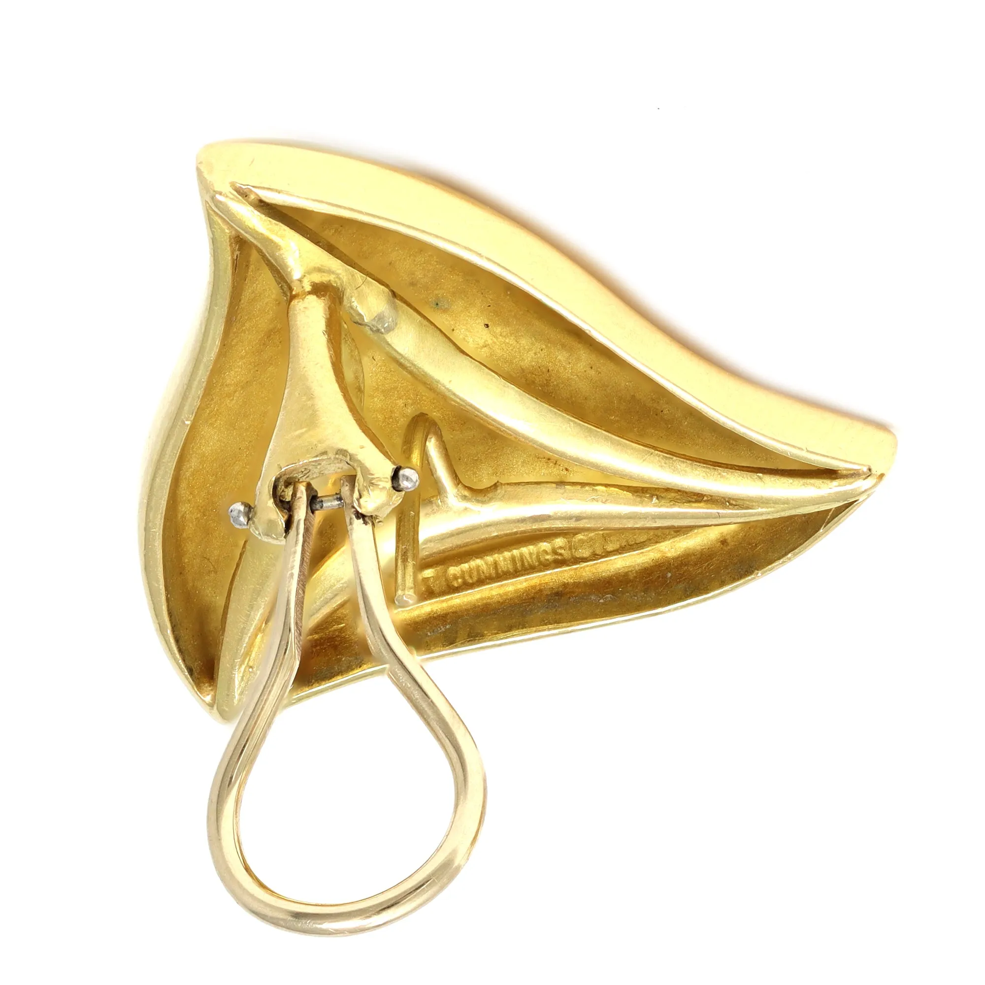 Signed Angela Cummings Pyramidal Clip On Earrings in 18 Karat Yellow Gold