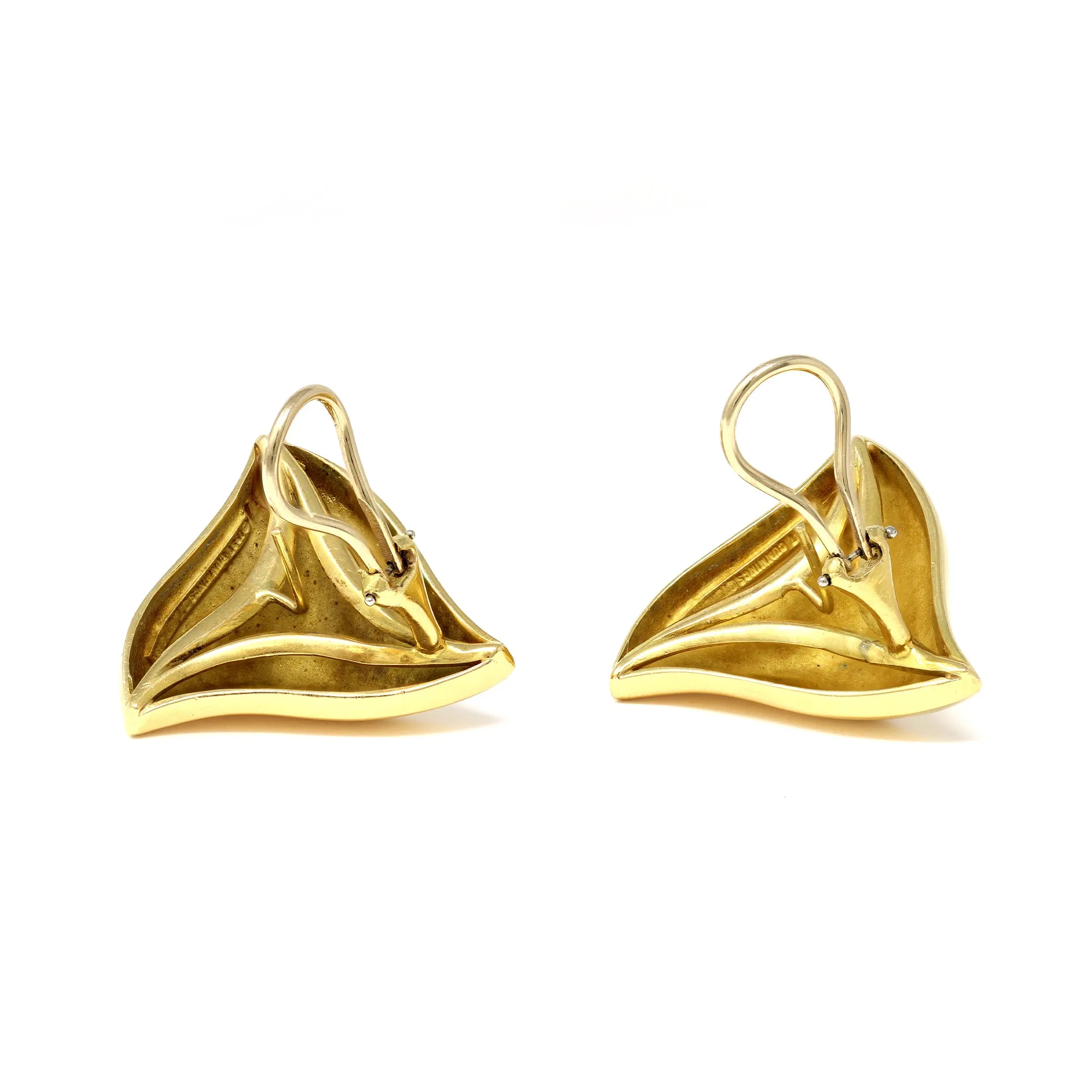 Signed Angela Cummings Pyramidal Clip On Earrings in 18 Karat Yellow Gold