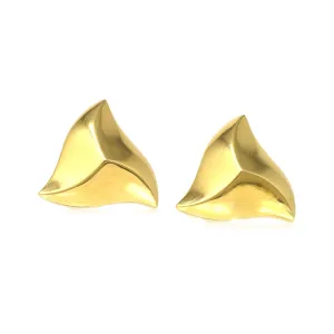 Signed Angela Cummings Pyramidal Clip On Earrings in 18 Karat Yellow Gold