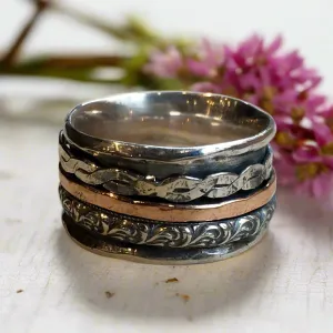 Silver Gold  Spinner Ring - Rolling Like Thunder.