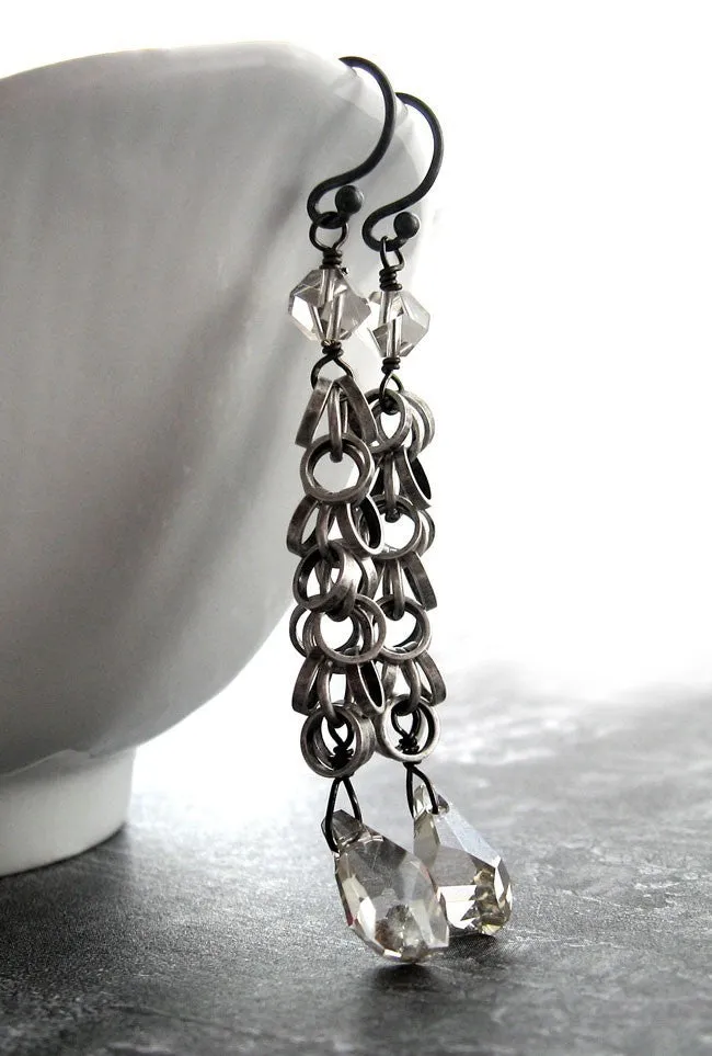 Silver Jazz Crystal Earrings