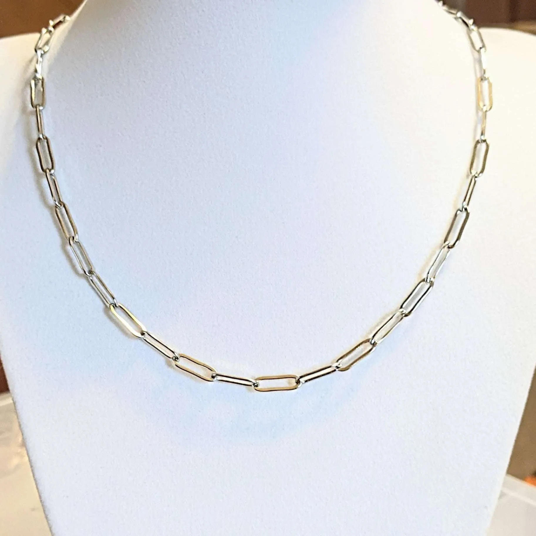 Silver Paperclip Chain necklace, 18- 24 inch