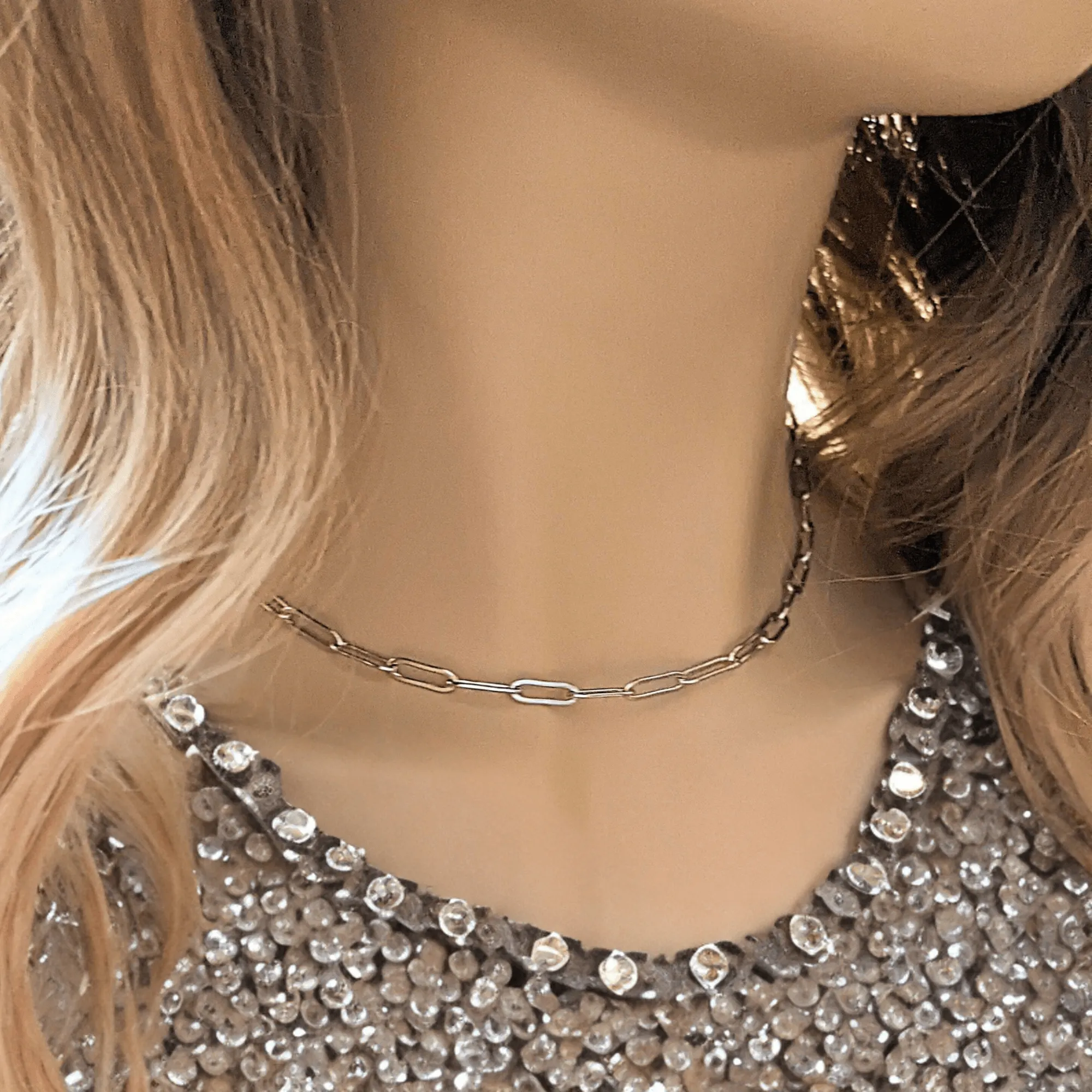Silver Paperclip Chain necklace, 18- 24 inch