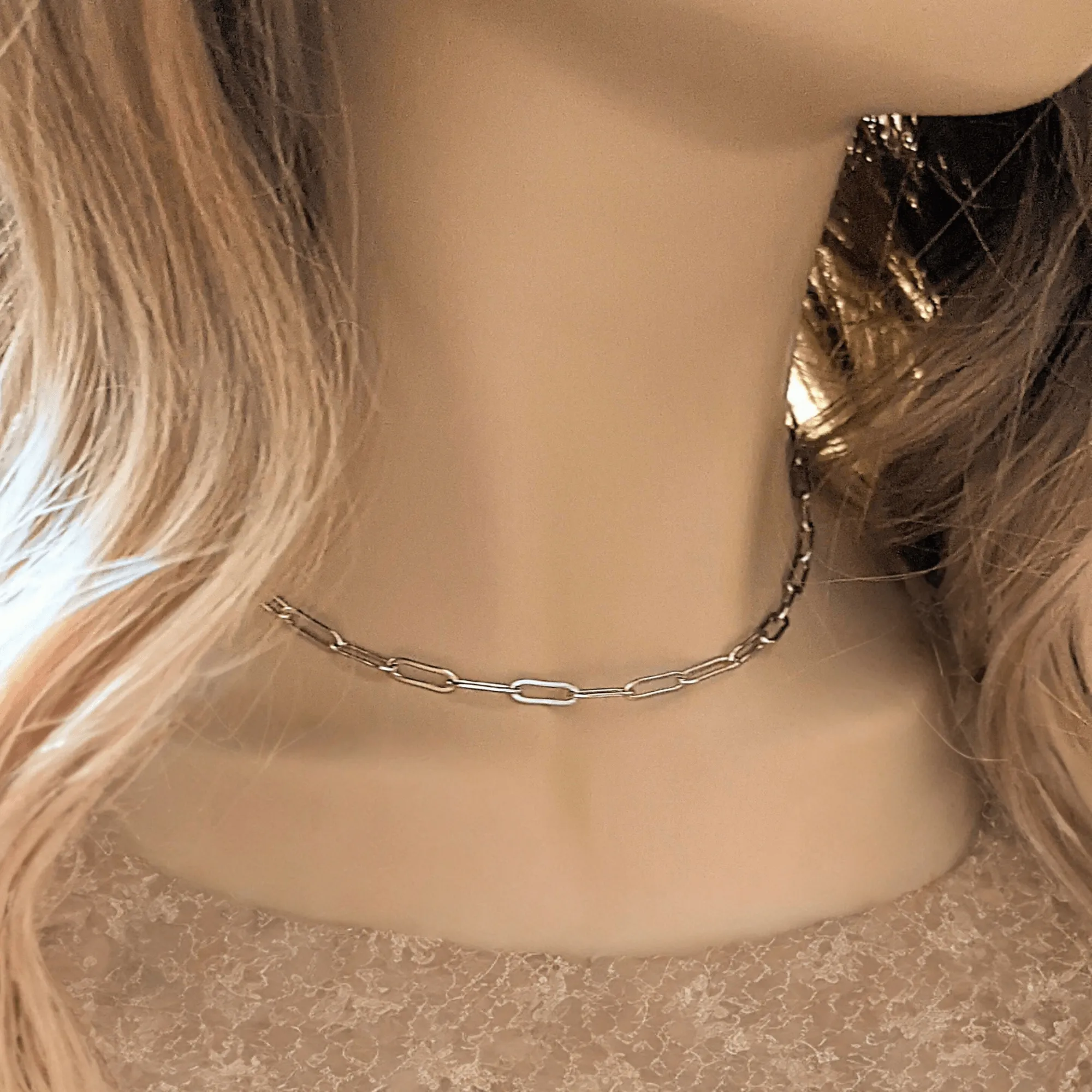 Silver Paperclip Chain necklace, 18- 24 inch