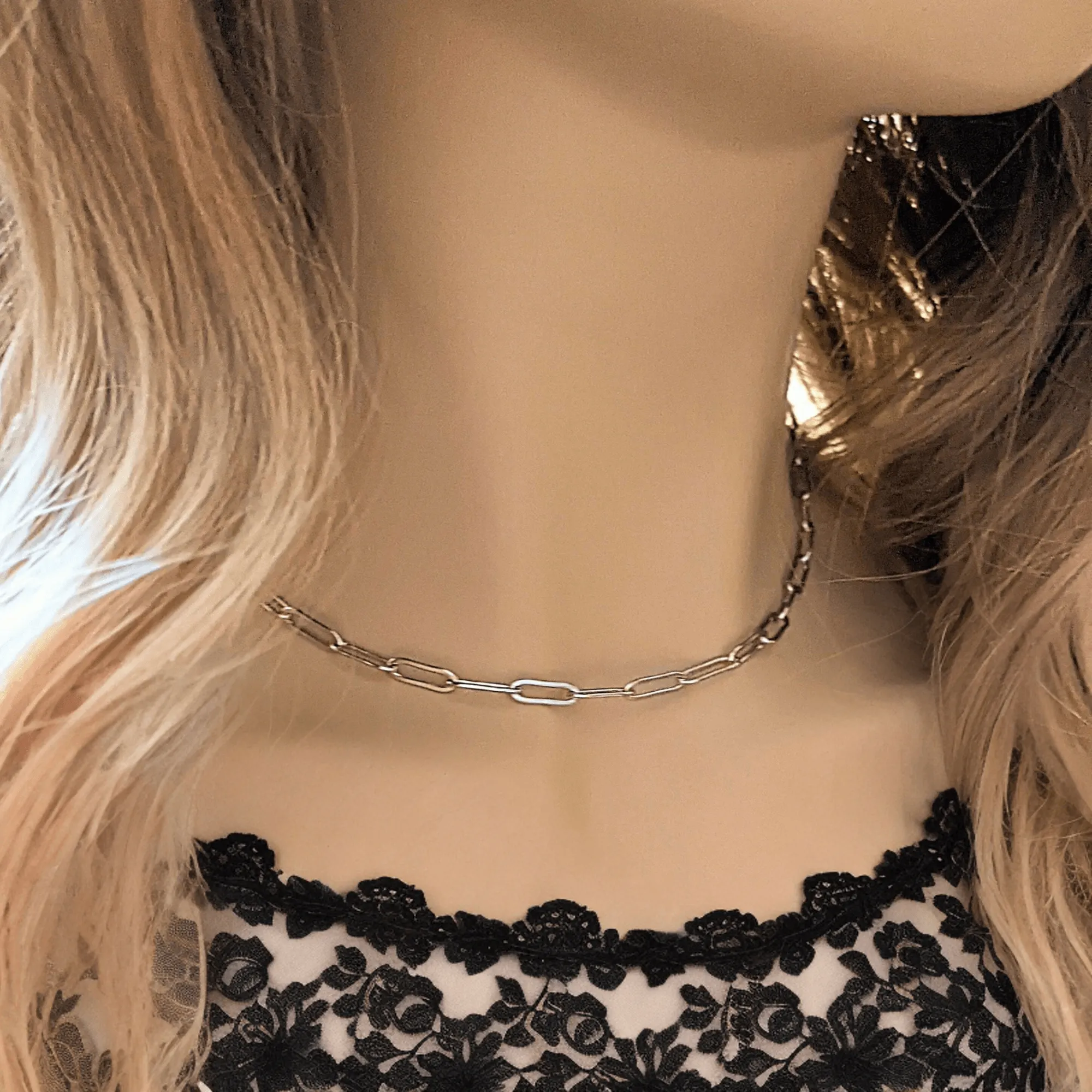 Silver Paperclip Chain necklace, 18- 24 inch
