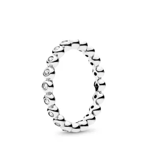 Silver ring with clear cubic zirconia