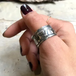 Silver unisex band, mens silver band, Wedding ring, Meditation ring, spinner ring, thumb ring, wedding band, rustic ring - No games R2442
