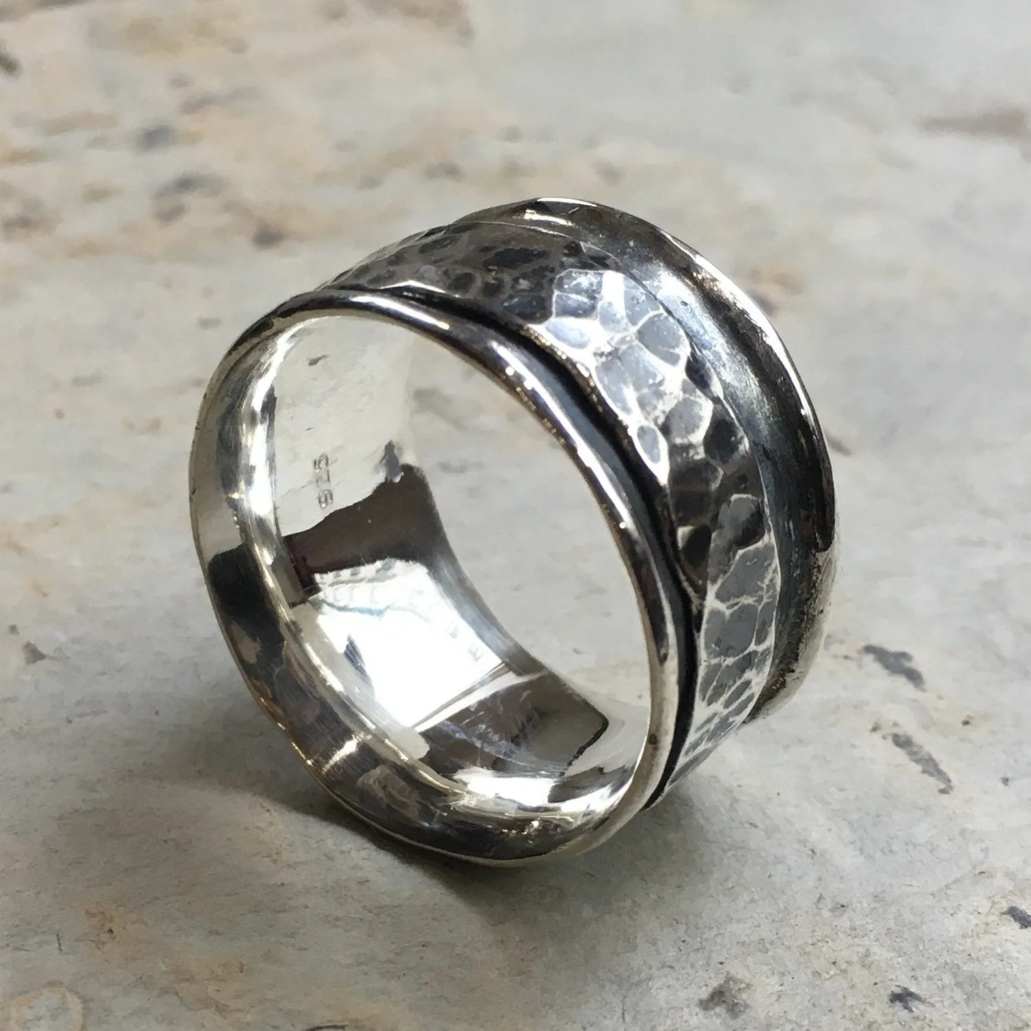 Silver unisex band, mens silver band, Wedding ring, Meditation ring, spinner ring, thumb ring, wedding band, rustic ring - No games R2442