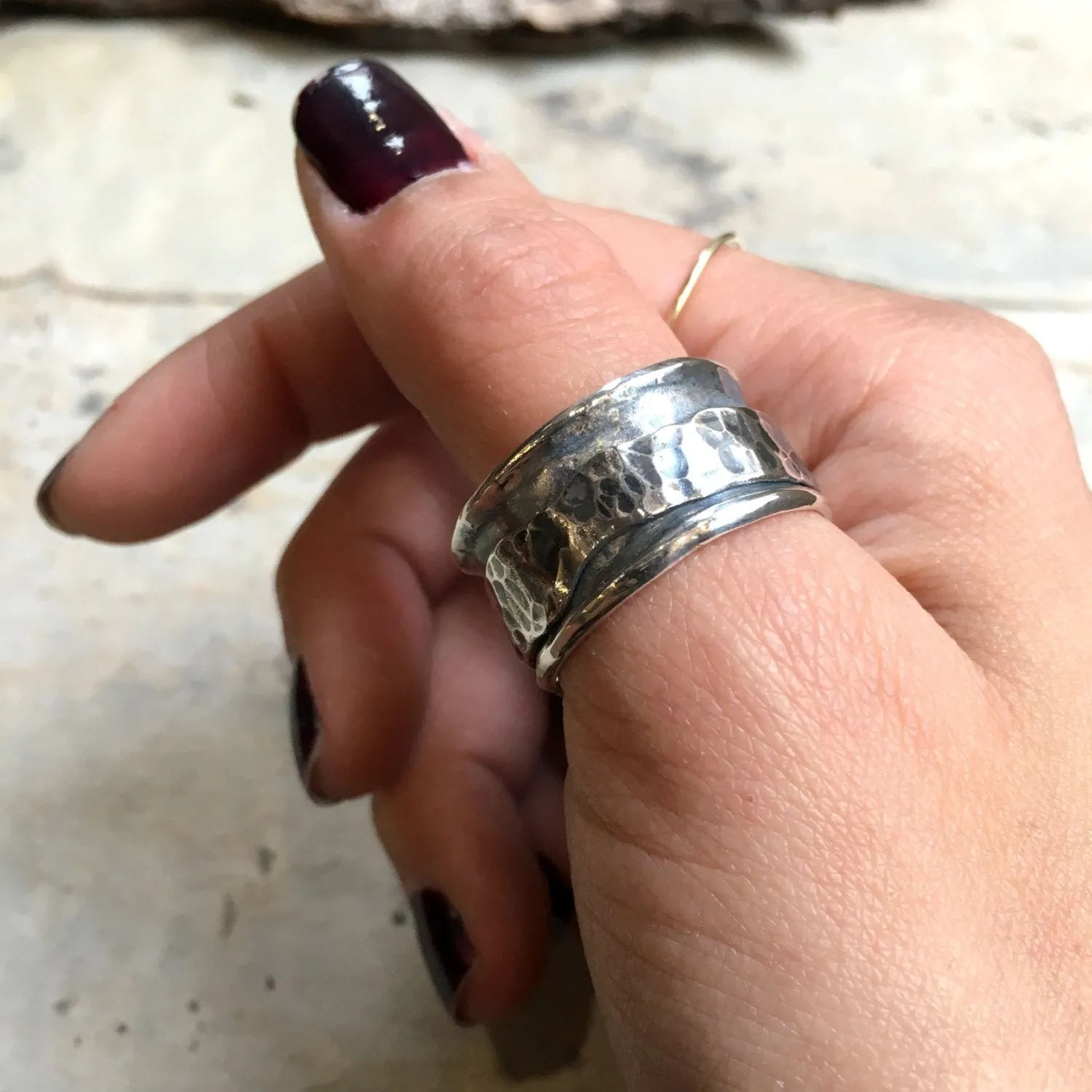 Silver unisex band, mens silver band, Wedding ring, Meditation ring, spinner ring, thumb ring, wedding band, rustic ring - No games R2442