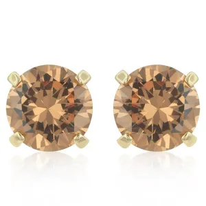 Simple Champagne Cubic Zirconia Studs