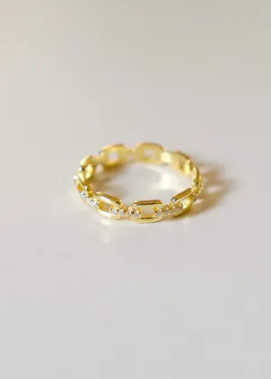 Simple Gold CZ Chain Ring