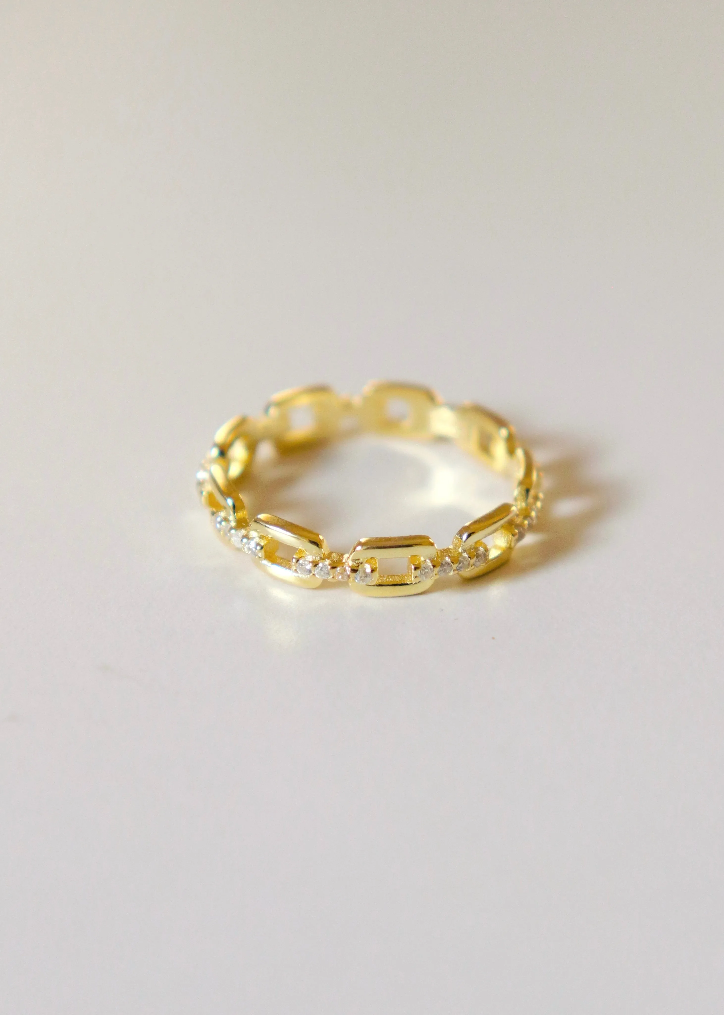 Simple Gold CZ Chain Ring