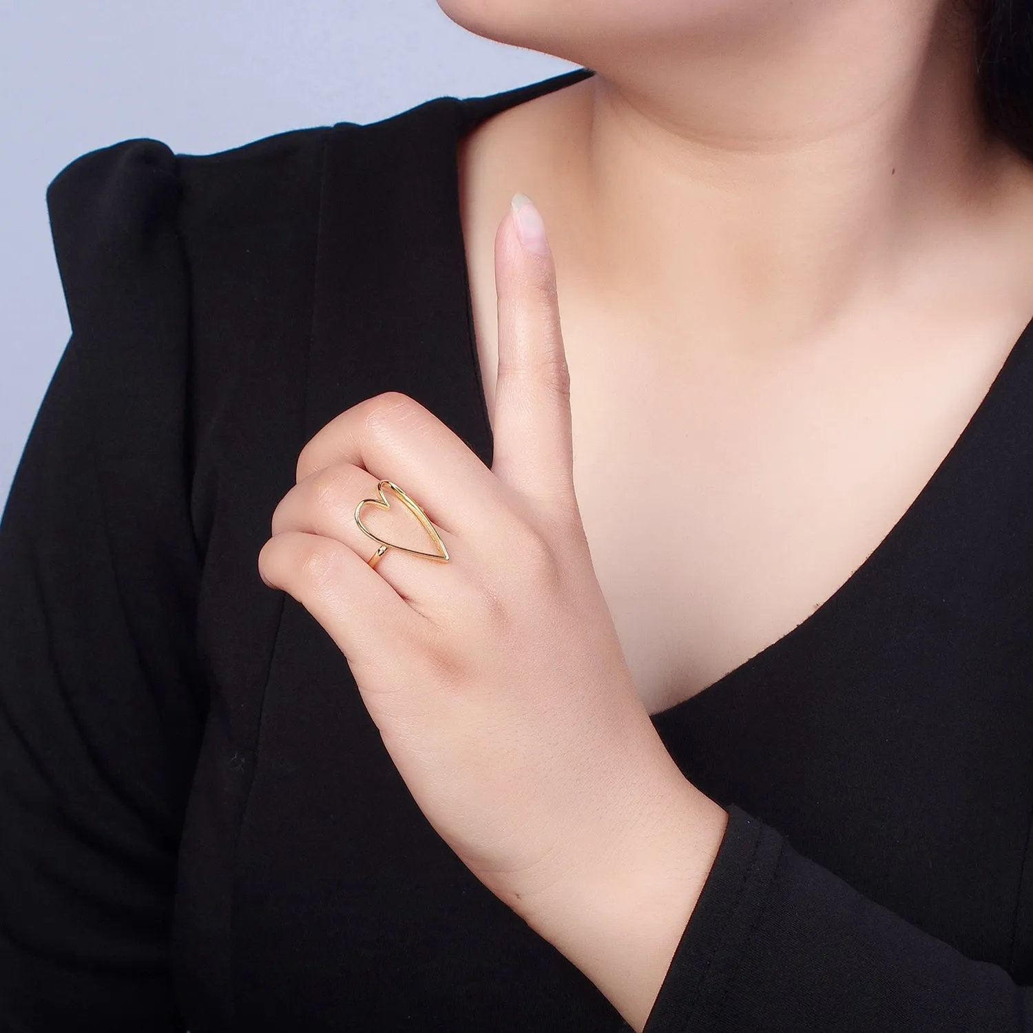 Simple Gold Heart Ring O-762