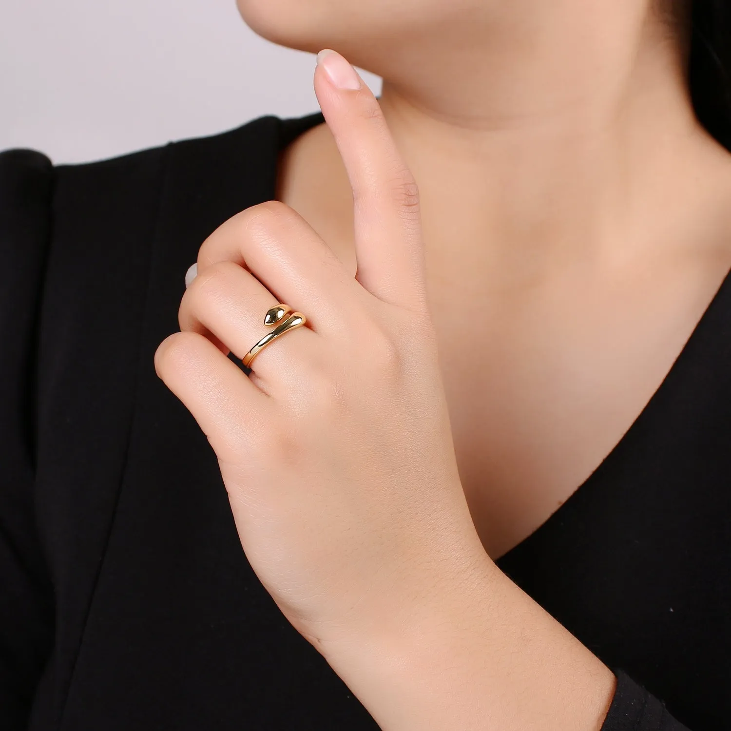 Simple Minimalist Gold Filled Wrapped Adjustable Ring - R-233