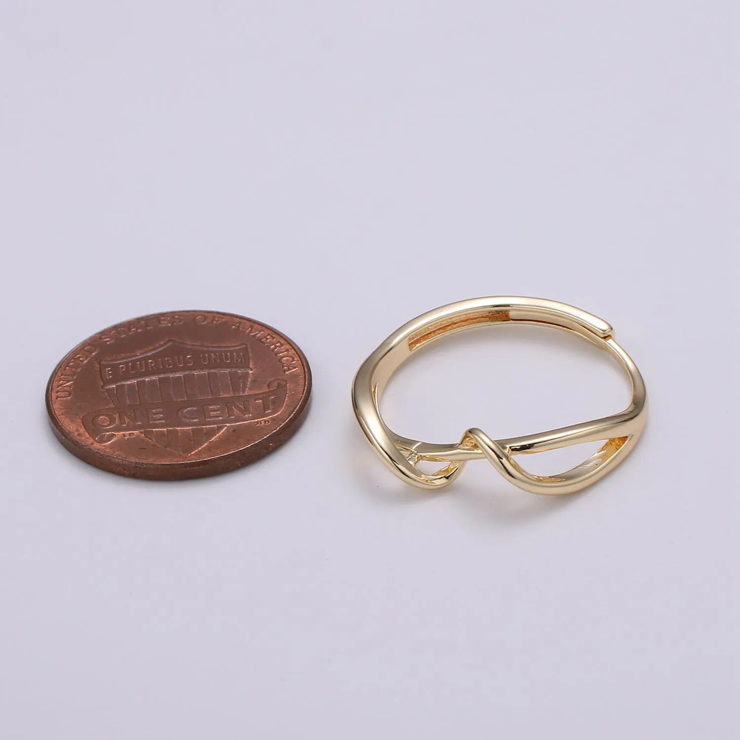 Simple Wave Gold Filled adjustable Ring R-250