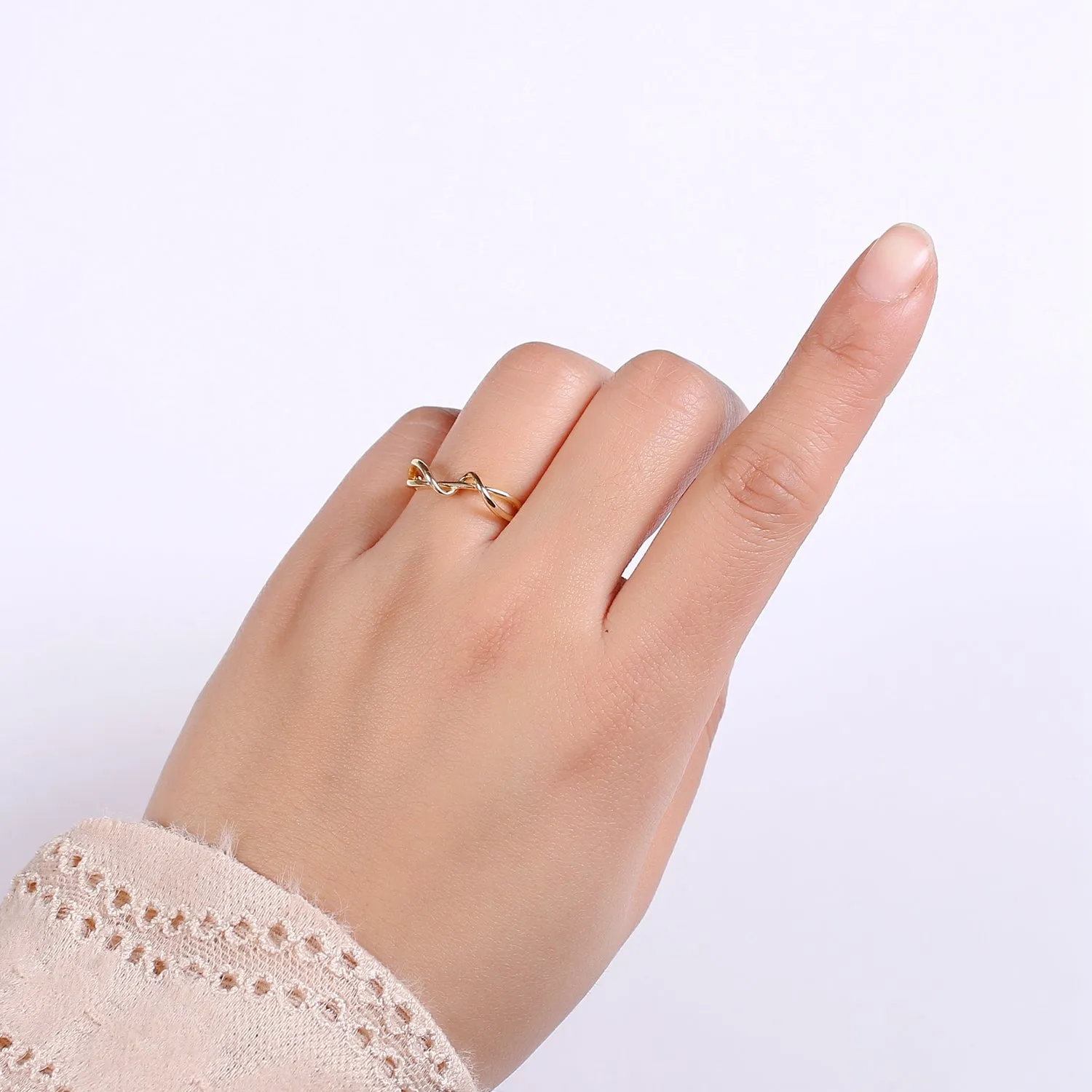 Simple Wave Gold Filled adjustable Ring R-250