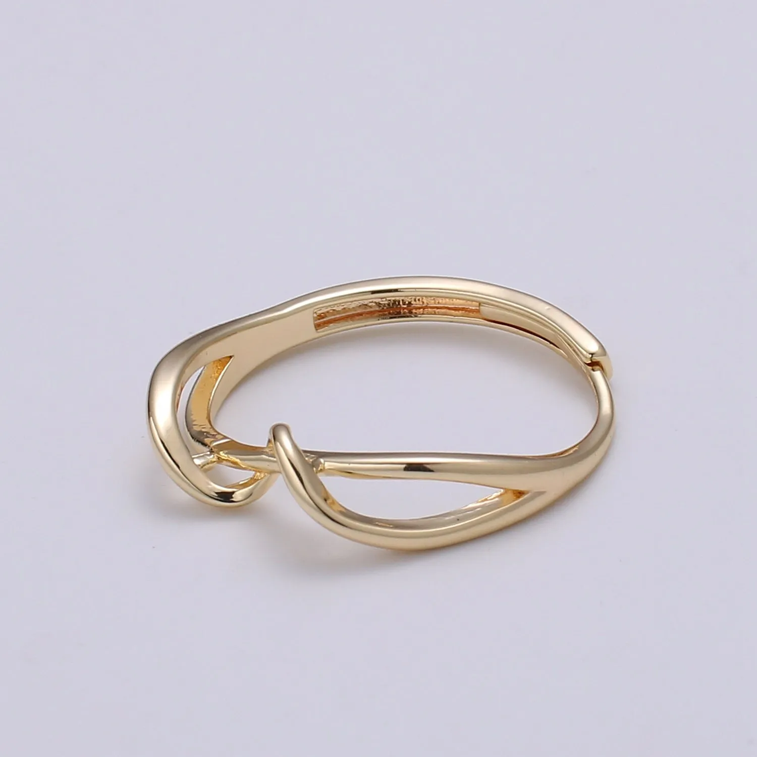 Simple Wave Gold Filled adjustable Ring R-250
