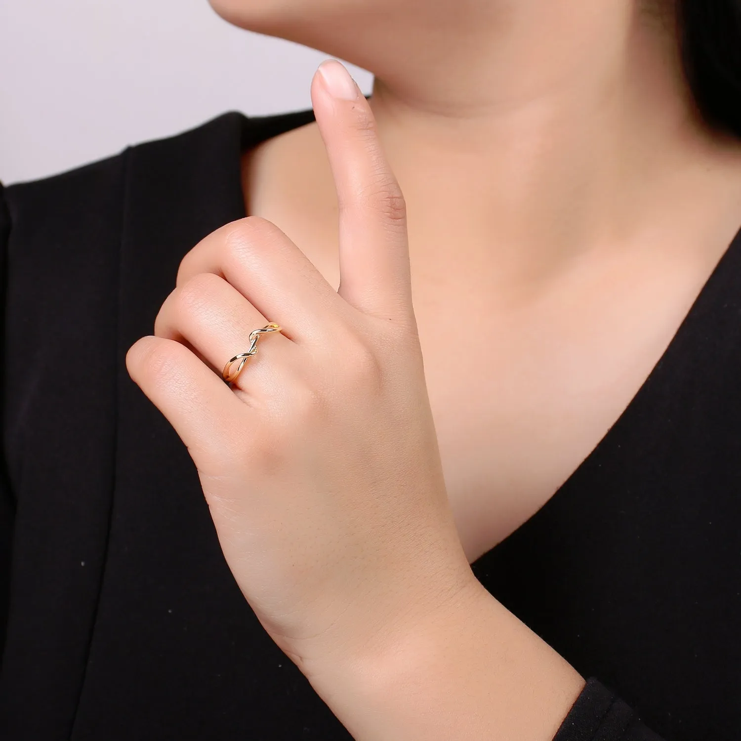 Simple Wave Gold Filled adjustable Ring R-250